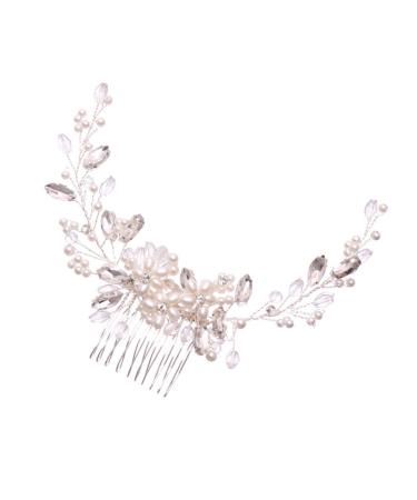 Didiseaon Pearl Comb Rose Gold Pearl Bridal Side Comb Bridal Headpiece Rhinestone Hair Clip Pearl Hair Pin Comb Bridal Headdress Hair Accessories Bride Rhinestones White