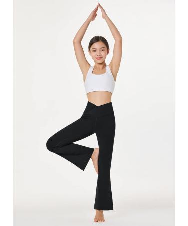 BALEAF Girls' High Waisted Crossover Flare Yoga Dance Leggings with Pockets in Black - Medium - Buy Online on GoSupps.com