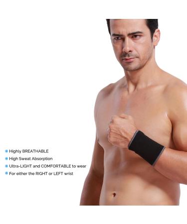NeoTech Care Wrist Band Support Sleeve - Elastic Breathable Compression Brace for Tennis Gym Tendonitis - Black Size L - Buy Online on GoSupps.com