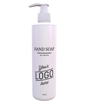 Personalized Classic White Hand Soap Bottle | Paraben & Sulfate Free | Green Tea & Lemon | 16oz Pack of 12| Vacation Rental & STR Amenities | Custom Logo | Made in USA 12 Classic White