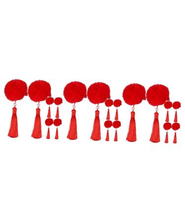 FRCOLOR 9 Pairs Tassel Hair Ball Hair Clip Hanfu Hair Clip Kids Japanese Kimono Hair Clip Hair Clips for Girls Kids Hair Clips Hair Pin Tassel Fur Ball Red Artificial Fur The Flowers Child