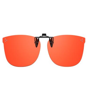 Xfeel Clip On Blue Light Blocking Glasses for Big Prescription Glasses Women Men Fit Over Glasses for Computer TV Gaming A-flip-up Dark-Amber(99%)