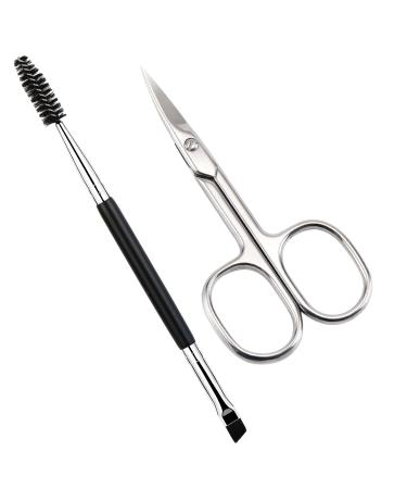 Eyebrow Scissors and Eyebrow Brush Shaping Curved Craft Stainless Steel Scissors for Eyebrow Eyelash Extensions
