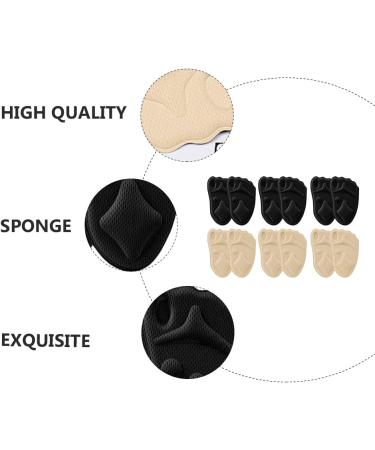6 Pairs High Heel Sponge Forefoot Pads - Metatarsal Gel Insoles Comfortable Ball of Foot Support Stretch Fabric Half Insoles - Buy Online on GoSupps.com
