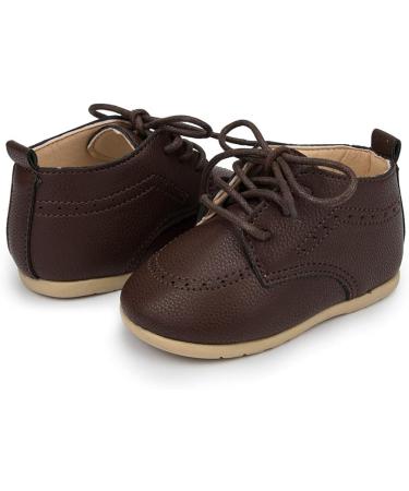 Sonsage Infant Baby Classic PU Leather Loafers Brogue Oxford Dress Shoes - Deep Brown (3-6 Months) - Buy Online on GoSupps.com