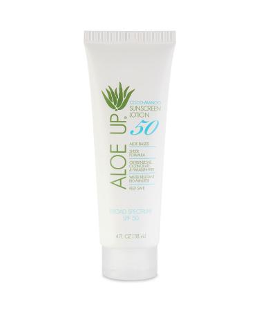 Aloe Up SPF 50 Sunscreen Lotion - Non Greasy & Quick Absorbing Sun Skin Care  Reef Friendly Skin Sun Protection - Body Sun Cream with UVA/UVB Protection  Aloe Infused Sunscreen for Body - 4 Fl Oz