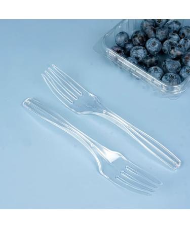 100 Pcs Clear Plastic Forks Sturdy and Durable Disposable Forks for Party Picnic Barbecue Restaurant Dinner Dessert - Buy Online on GoSupps.com