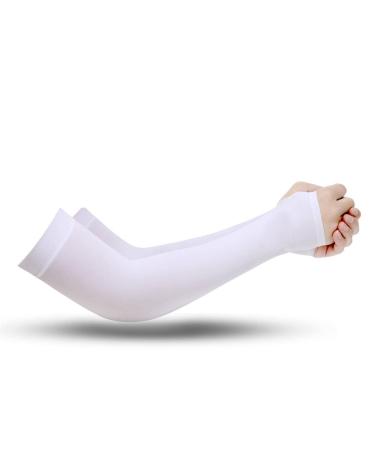 Outdoor Cycling Ice Silk Arm Guards Solid Sunscreen Ice Sleeves white FREE