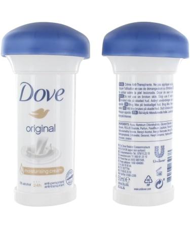Dove Antiperspirant Deodorant Cream Bundle - Womens Deodorant Stick 24h Moisturising Cream Pack of 3 x 50ml with Topline Card. Skin-Friendly Original Dove Deodorant for Women.
