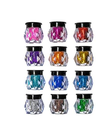 12 Colors Glitter Eyeshadow Powder Shimmer Metallic Illuminating Powder Makeup for Body Face Eyes Lips A 12 Color
