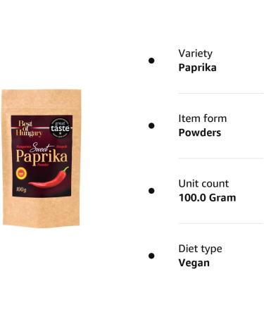 Hungarian Sweet Paprika Powder 100g - Premium Quality, Great Taste Award Winner - Buy Online on GoSupps.com