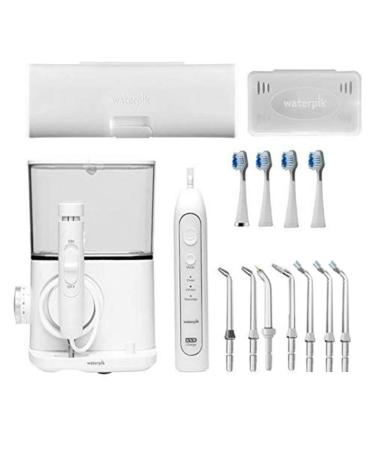 Waterpik Complete Care 9.0 Kit. 1 White Complete Care 9.0 Sonic Electric Toothbrush & Water Flosser 2 Pack Plaque Seeker Water Flosser Tip Replacement & 2 Pack Complete Care Replacement Brush Heads