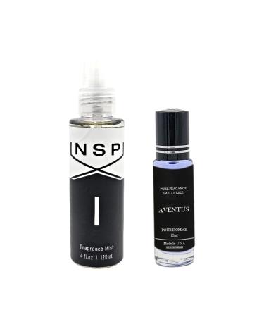 Fragrance Perfume Mist INSPI 4 floz + Oils C.r.e.e.d - A.v.e.n.t.u.s Cologne Roll On Body Oil for Men (12ml) (Pack of 2)