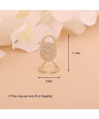 Rumtock Crystal Beads Gold Protective Ring - Boho Nail Cap Jewelry for Women/Girls - Buy Online on GoSupps.com