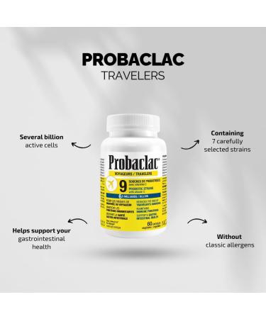 Probaclac Natural Travelers Probiotics Reducing Risk of Diarrhea Contains Vitamin C Immune Support Gluten Free Travel Size Vacation Cruise and Airplane Travel Essentials Vegan 60 Capsules - Buy Online on GoSupps.com