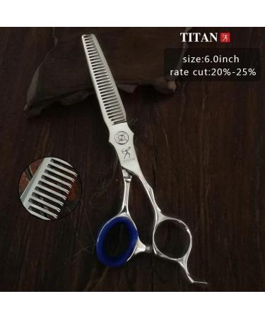 Titan Scissors Set | Thinning Scissors | Titanium Coating Hair Cutting Japanese Style Scissors | Proffesional Barbering Scissors | Sharp Edge | Hand Made Steel 6" inch - Buy Online on GoSupps.com