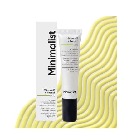 Vitamin K + Retinal 01% Under Eye Cream | Reduces Dark Circles Wrinkles & Fine Lines | With Caff-eine for Puffiness | For Women & Men | 14 gm