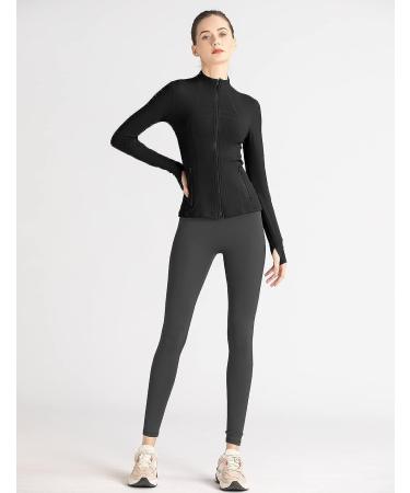 Locachy Women's Slim Fit Full Zip Athletic Running Jacket Black XS - Buy Online on GoSupps.com