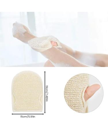 Buy 2-Piece Peeling Gloves & Shower Sponge Set | Hemp & Linen Body Scrub Tools - Double-Sided Massage for Exfoliation - Beige - Buy Online on GoSupps.com