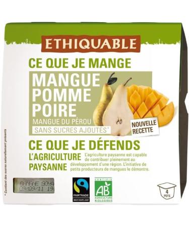 ETHIQUABLE - Mango Apple Pear Puree 4X100G - Pack of 2 - Buy Online on GoSupps.com