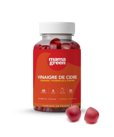 Mama Green - Gummies Vinaigre de cidre Gestion du m tabolisme - 60 gummies - Sans sucre Sans colorants et ar mes artificiels - Fabriqu en France