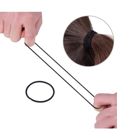 LIUJZZJ 100 Elastic Hair Bands - No Metal Scrunchies & Ponytail Holders for Women Girls Kids Men - Thick Hair Black - International Shipping Available - Buy Online on GoSupps.com