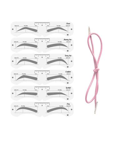 Miokycl 6 pieces eyebrow stencils former kit reusable eyebrow care design stencils with straps for women girls 3 minutes makeup tools