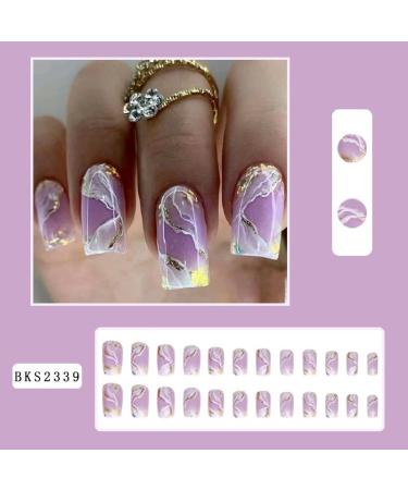 24Pcs Press on Nails Medium Fake Nails Acrylic T-Shape False Nails Summer Reusable Ombre Artificial Nails for Women Girls - Buy Online on GoSupps.com