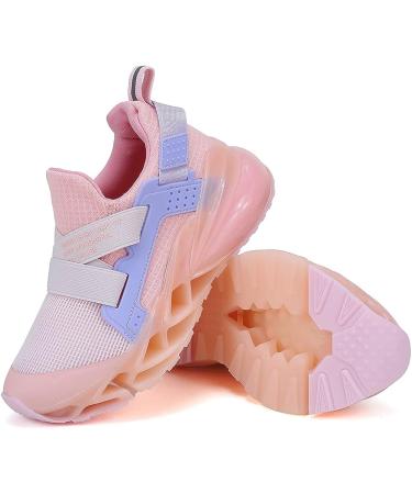 Coolloog Kids Sneakers - Lightweight Breathable Sport Shoes for Boys and Girls | Orange Pink - Size 1 Big Kid - Buy Online on GoSupps.com