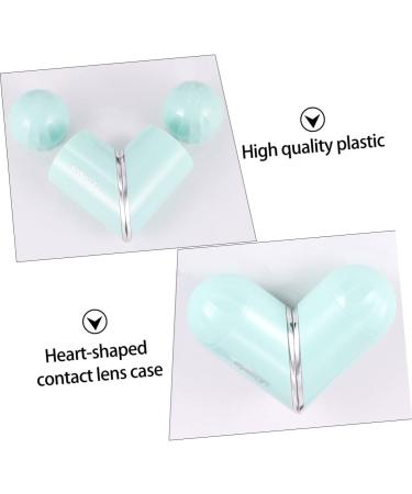 Solustre Heart-Shaped Contact Lens Case - Easy Colorful Duplex Box with Container - Plastic Green 9.5x3cm - International Shipping Available - Buy Online on GoSupps.com