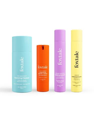 Morning Glory Routine (Matte) Skin Care Kit | Cleanser Face Wash 100ml + Ceramide Moisturizer 50ml + Vitamin C Face Serum 30ml + Matte Finish Sunscreen 50ml