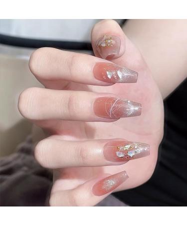 24Pcs/Set Press On Nails Long Broken Diamond Cat Eye Powder Blusher False Nails Acrylic Fake Nails Full Cover Nails Tips Artificial Finger Manicure Press on nails for Women and Girls - Buy Online on GoSupps.com