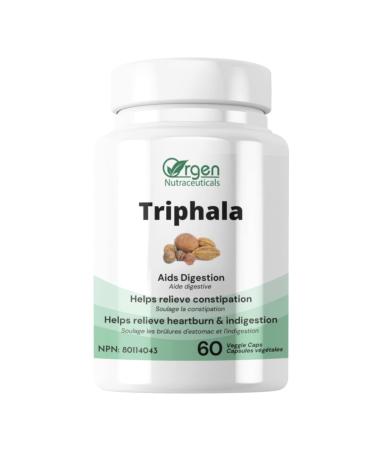Orgen Triphala 60ct veggie caps blend of Amla Harad Bohera 10:1 extracts Aids Digestion Relieves Constipation Alleviates Heartburn & Indigestion
