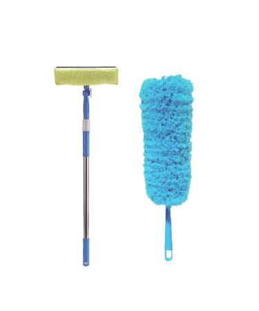 MULOUTSPO Long Rod Window Cleaner Telescopic Rod Floor Mop Brush Universal Glass Scraper Glass Scraper + Frond Gift Box