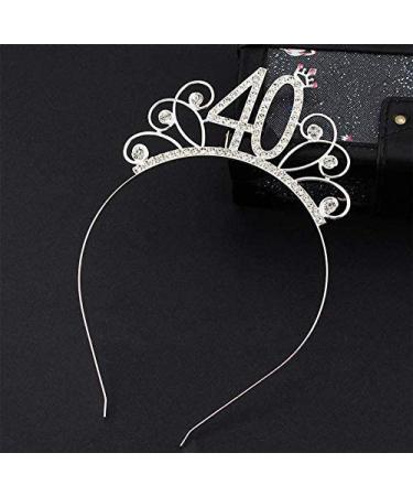 IETOSY 40th Birthday Silver Crystal Tiara for Women - Happy 40th Birthday Headpiece - Buy Online on GoSupps.com