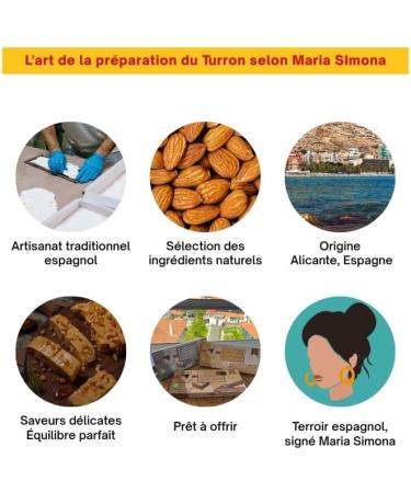 Turr n Mou de Jijona 200 g Maria Simona | Nougat Espagnol Tendre Artisanal | 70% d Amandes Grill es | Sans Gluten Sans Additifs | Douceur Traditionnelle de No l - Buy Online on GoSupps.com
