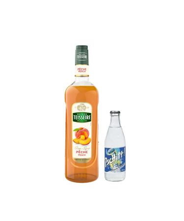 Wine And More Syrup & lemonade set: sugar paste syrup peach 1 l Pschitt-lemonade (24 x 33 cl)