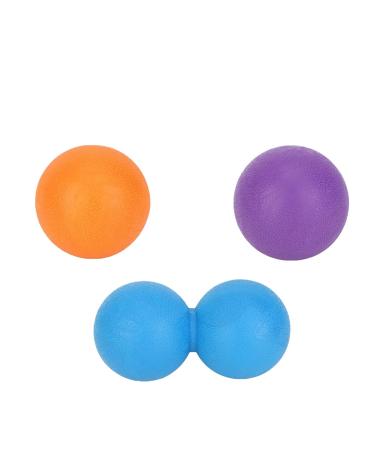 Fascia ball-3-pack with two 2.5 in massage ball and a 4.7 in-duoball to relieve sore muscles myofascial relaxation trigger point massage for warm-up or after training purple orange and blue