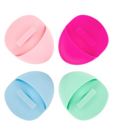 4 Pack Silicone Face Scrubber, JEXCULL Soft Silicone Facial Cleansing Brush Ergonomic Manual Face Exfoliator and Massager Pad for All Skin Types Deep Cleaning Skin Care… 4 Count (Pack of 1)