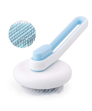 Marchul Cat Brush for Shedding and Grooming, Self Cleaning Slicker Brush for Short or Long Haired Cats, Small Dog Hair Brush for Puppy Kitten Massage Removes Loose Undercoat, Tangled Hair, Shed Fur A-Blue