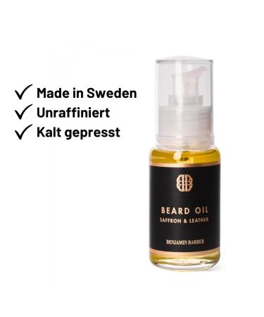 Premium Benjamin Barber Beard Oil - Daily Care with Saffron & Leather Fragrance | Natural Swedish Ingredients (50ml) - International Shipping Available - Buy Online on GoSupps.com