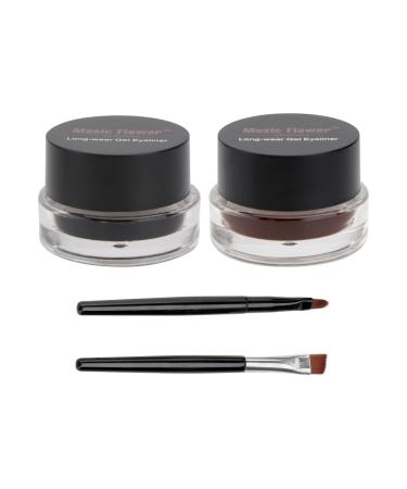 Music Flower 2-in-1-gel-Eyeliner-and-eye-brow-color set cosmetics make-up eyeliner long-adherent gel waterproof and black with eyebrow brushes - Buy Online on GoSupps.com