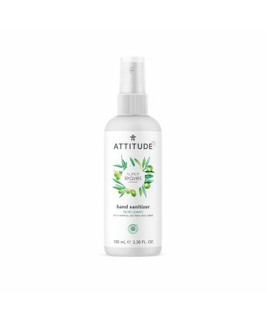 ATTITUDE Hand Sanitizer Spray Perfect Travel Size Format Kills Bacteria and Germs Vegan & Cruelty-Free Olive Leaves 3.5 Fl Oz (Pack of 1) 21393 3.5 Fl Oz (Spray)
