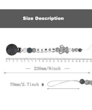 Personalized Tyry.hu Hook Pacifier Chain for Boys & Girls | Custom Baby Pacifier Strap Clip - Ideal Newborn Gift | D-Koala Gray - Buy Online on GoSupps.com