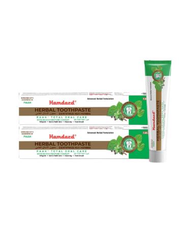 Hamdard Paan Total Oral Care Toothpaste 200g / 7.05 Oz (Pack of 2) | Herbal Ayurvedic Toothpaste with Paan Flavor | Fluoride-Free | Gum Care Fresh Breath & Natural Oral Hygiene