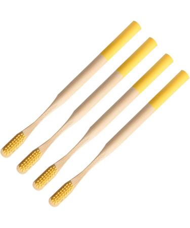 EXCEART 4pcs Organic Bamboo Toothbrushes with Charcoal Bristles for Natural Dental Care - Yellow - Buy Online on GoSupps.com