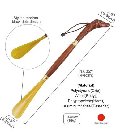 Japanese Made Long Handled Shoe Horn for Seniors - 17.32 inch Stylish Design with Hunting Dog Motif - Buy Online on GoSupps.com
