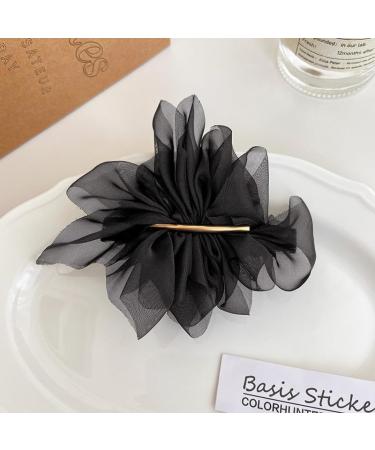 New Super Fairy Temperament Chiffon Flower Hairpin Pink Hair Accessories Ponytail Clip Headdress (Beige) - Buy Online on GoSupps.com