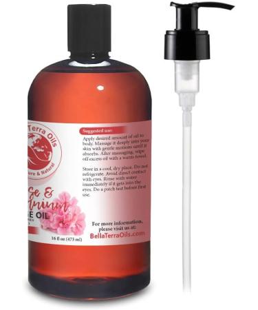Rose & Geranium Massage Oil | 16 oz Mineral Oil-Free | Soothing Full Body Therapy - Buy Online on GoSupps.com
