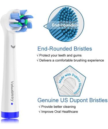 8pcs Cross Clean Brush Heads for Oral B Electric Toothbrush - White and Black - Compatible with Cross Action Pro 1000 and Other Models - Buy Online on GoSupps.com